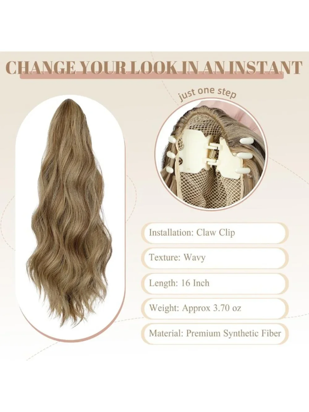 Long Curly Wavy Ponytail Extension - 16